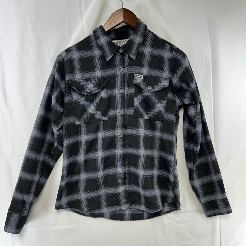 Dixxon Flannel Co The Mission Danny G Shirt Womens Small Black Grey Plaid D-Lite